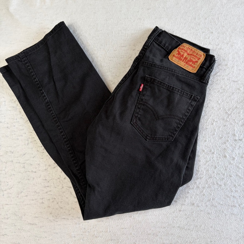 Levi's 514 Straight Leg Jeans Mens 30x30 Black Denim Stretch Casual